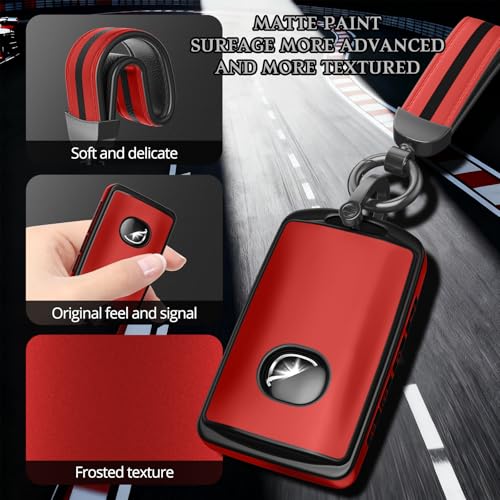 Image of For Mazda Key Fob Cover Accessories, Matte TPU Material, With a Cute Leather Keychain, for 2019-2025 Mazda 3,2020-2026 CX-5, CX-30, CX-9,CX-50