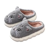 Girls Slippers for Kids, Soft Cat Slippers, Breathable Cosy Indoor Slippers for Toddlers Girls and Boys Comfortable for Everyday Wear, gray, 2 UK