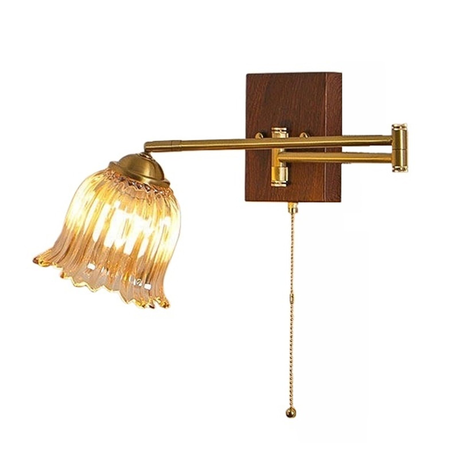 Kexcftg Warm Light Mid Ancient Swing Arm Wall Lamps American Retro Atmosphere Flower Reading Light Study Bedroom Bedside Cafe Foldable Sconces