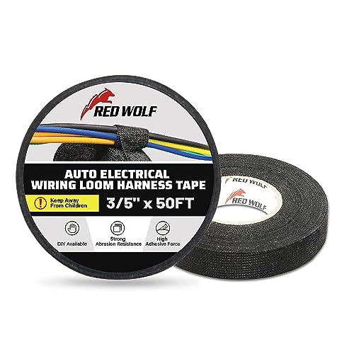 Cinta de tela autoadhesiva eléctrica RED WOLF de 15mm x 15m para cables de coche