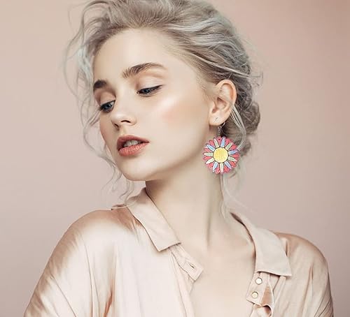 Miniatura 3 de Moldes de llavero de resina de girasoles, moldes de silicona para llavero de flores florales con 8 anillos para llaves, 8 borlas de llavero, moldes