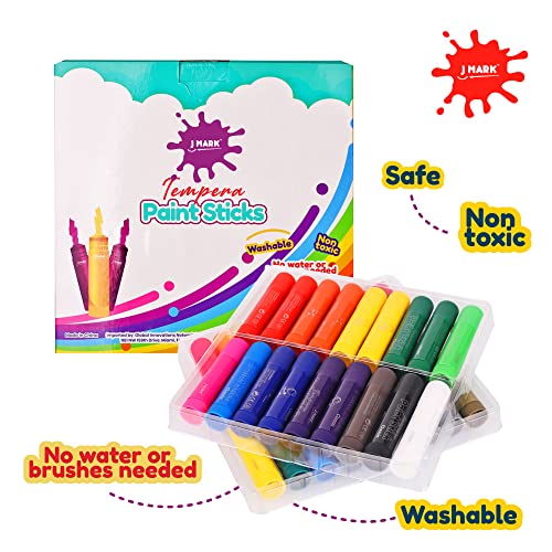 J Mark Tempera Paint Sticks, 36 Colors - Including Stencils And Painting Book, Set Of Washable Paint Crayons For Kids - Solid Paint Markers For Toddlers And Children - With Art Supplies #TOP3
