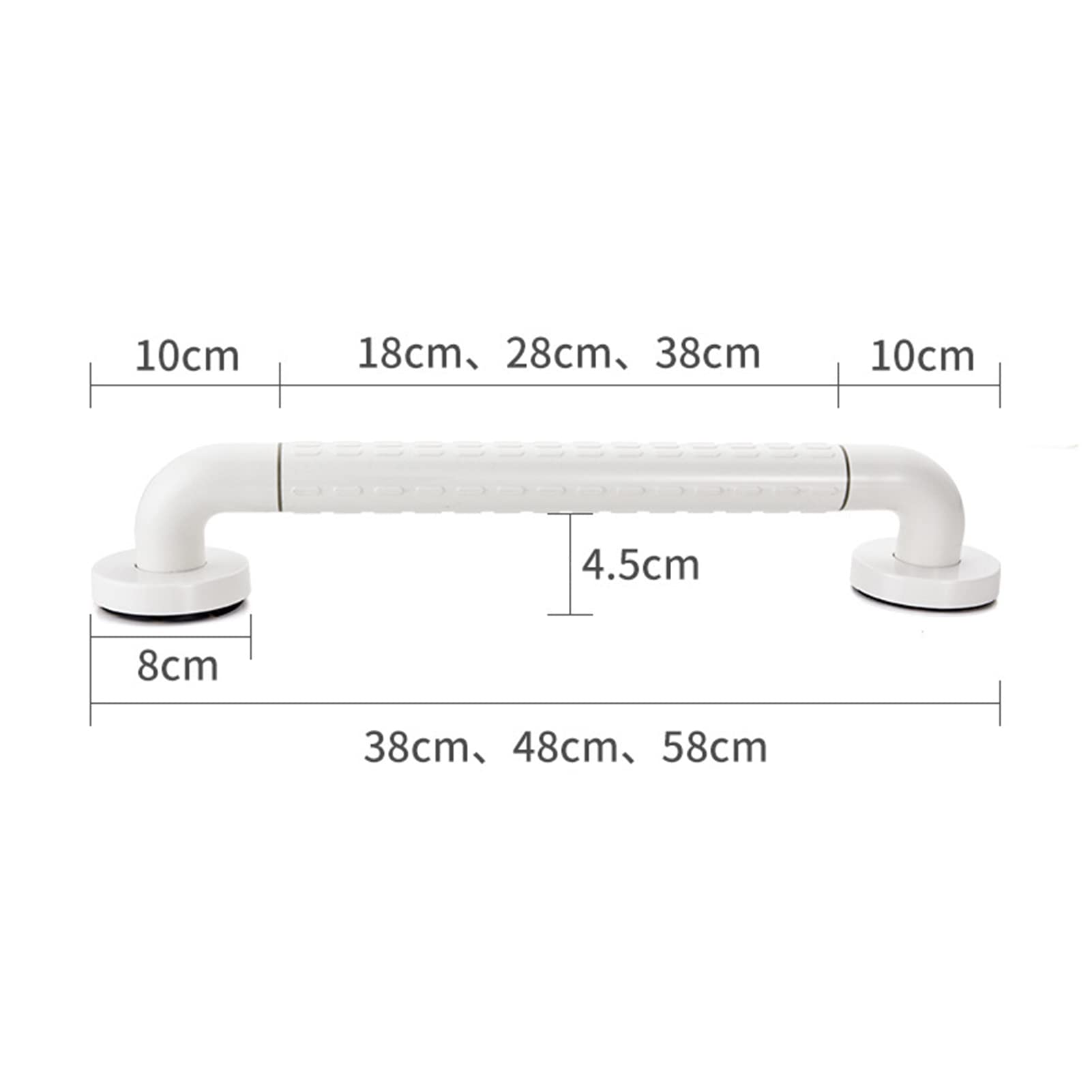 Barra de Apoyo para baño, Barras de bañera con Agarre Antideslizante y círculos Luminosos de Seguridad, Mango de Acero Inoxidable, toallero de Pared para Ducha, Blanco, 38 cm
