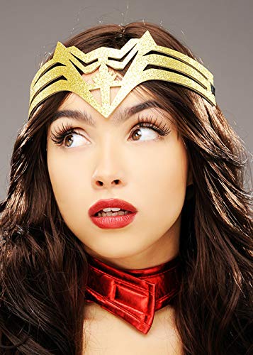 Magic Box Womens Wonder Gold Glitter Superhero Headband