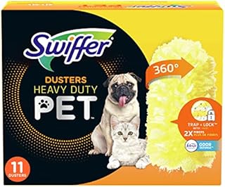 Swiffer Pet Heavy Duty Dusters Refills, Multisurface 360 Dusters with Febreze Odor Defense, 11 Count