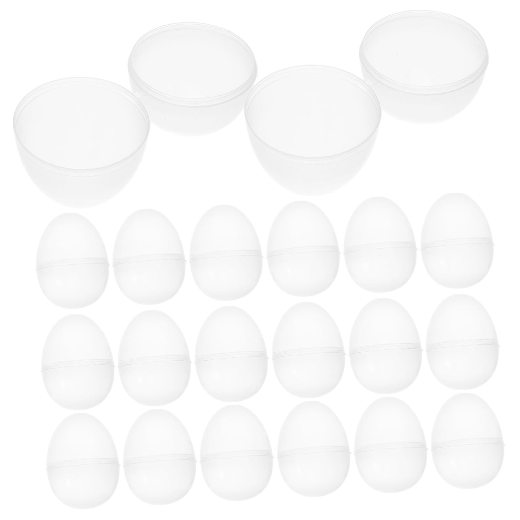 WOONEKY 20pcs Eggs Empty Translucent Eggs Easter Egg Ornaments Fake Eggs Fillable Egg Easter Candy Clear Refillable Container Clear Toy White Fillable Easter Eggs Plastic