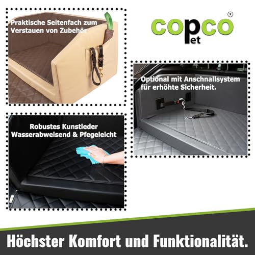 Hundebox Auto Kofferraumschutz Hund mit ladekantenschutz Kofferraum【Mit Tasche】 Kofferraum schutzmatte herausnehmbar - Hunde Autositz Wasserabweisend, hundetransportbox 70x55x38cm Mocca