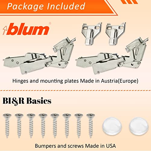 Blum 170 Degree Cabinet Hinges Bundle – Pack Of 2 Full Overlay Self Close Door Face Frame Nickel Hinges With 2 Cabinet Bumpers & 8 Screws Lazy Susan Corner Cabinet Hinges Concealed European Hinges #TOP6