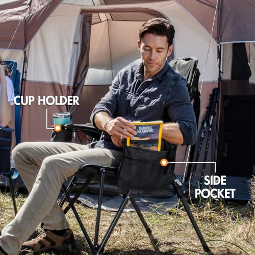 Silla de Camping Portal con Soporte Lumbar para Adultos Plegable Portátil Respaldo Alto Sobredimensionada, 400LBS miniatura 6