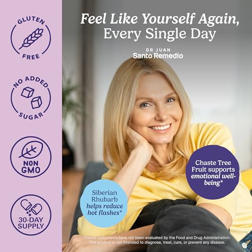 Image of Santo Remedio Hormonal Balance for Women | Menopause Support for Hot Flashes, Night Sweats & Mood Swings | Hormone-Free Formula with Siberian Rhubarb, Chaste Tree & DIM | Doctor Juan Rivera Product