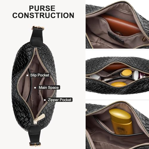 BOSTANTEN Damen Handtaschen Klein,Geflochtene Taschen Umhängetasche Damen Crossbody Bag Schultertasche für Frauen Tote Bag,Schwarz