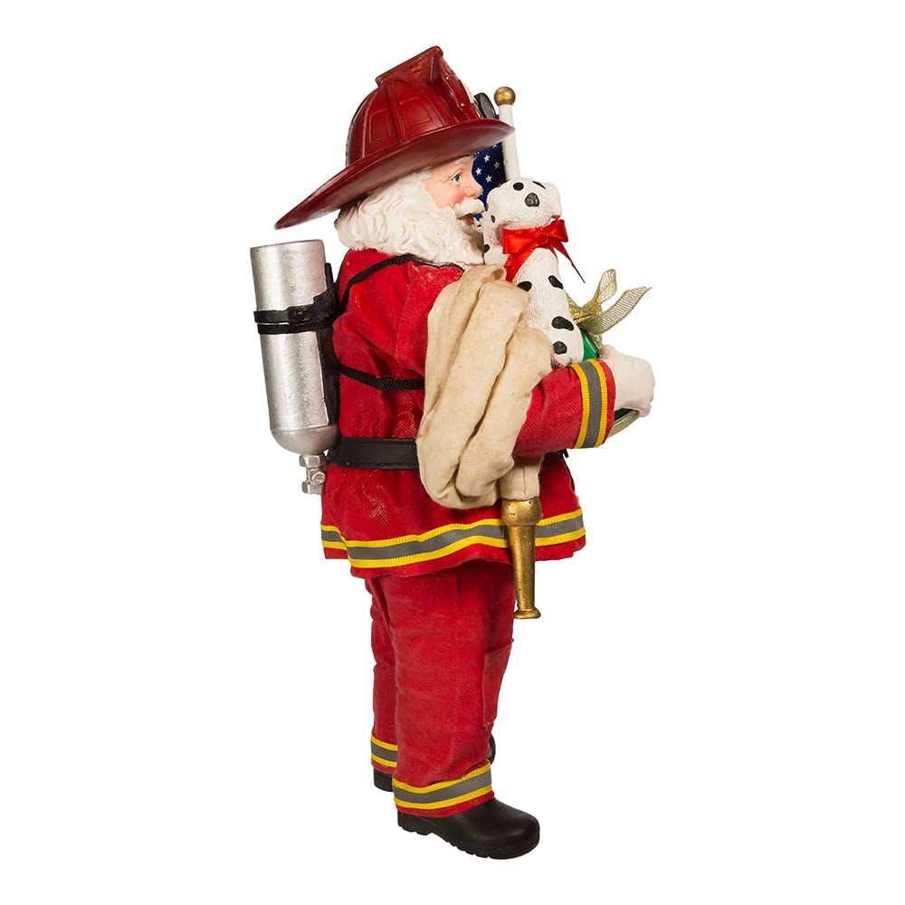 Kurt S. Adler Babbo Natale Pompiere Con Cane Dalmata - Decorazione Natalizia 10,5 Pollici (26,5 Cm)