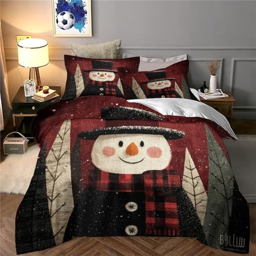 Housse de couette bonhomme de neige imprimé 3D microfibre parure de lit 140x200 - 6