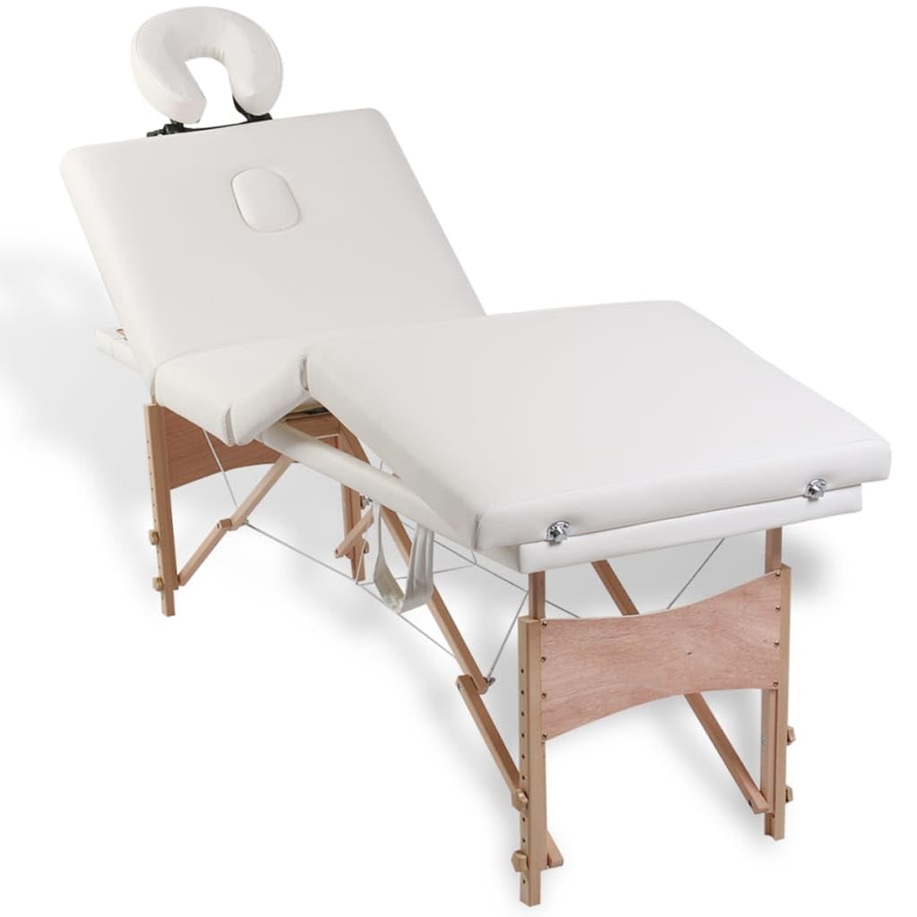 Klappbare Massageliege mit Holzgestell 4-Zonen höhenverstellbar Tragbar für Spa Wellness Studio Kosmetik Tattoo Einsatz in Praxis und Praxisumfeld