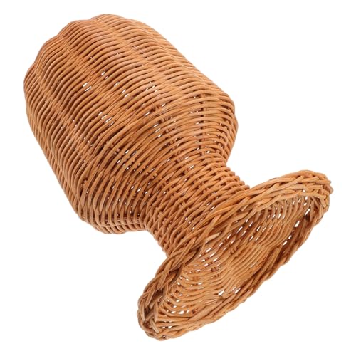 FOMIYES Soporte De Cabeza De Maniquí De Ratán Rústico Para Pelucas Y Sombreros Expositor De Mimbre Hecho A Mano Para Peluquería Y Hogar Estante De Almacenamiento Tejido Para Gorras Y