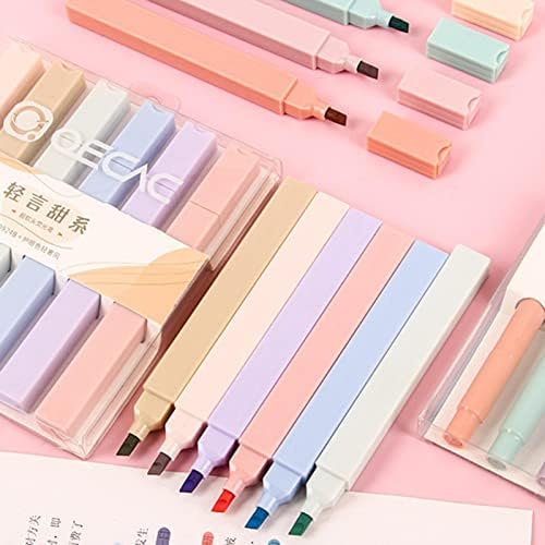LOVOICE 6pcs Color Highlighter,Pastel Marker Set,Assorted Colors Markers Pens Kit, Office School Supplies Aesthetic Highlighter for Planners, Notes, Journals