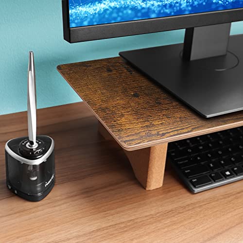 Image of Large Dual Monitor Stand Riser - Solid Wood Desk Shelf with Eco Cork Legs for Laptop Computer /TV /PC /Printers, Perfect Desktop Stands Organizer with Underneath Storage for Office Accessories,Vintage