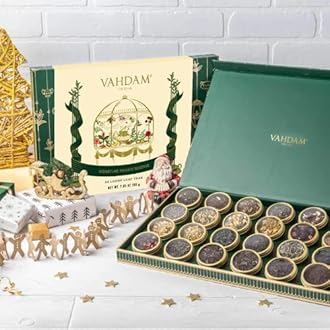 VAHDAM, Luxury Valentines Day Tea Gift Set | 24 Unique Loose Leaf Teas in Tin Caddies - Premium Tea Gift Box | Tea Gift Set | Valentines Day Gifts for Him & Her
