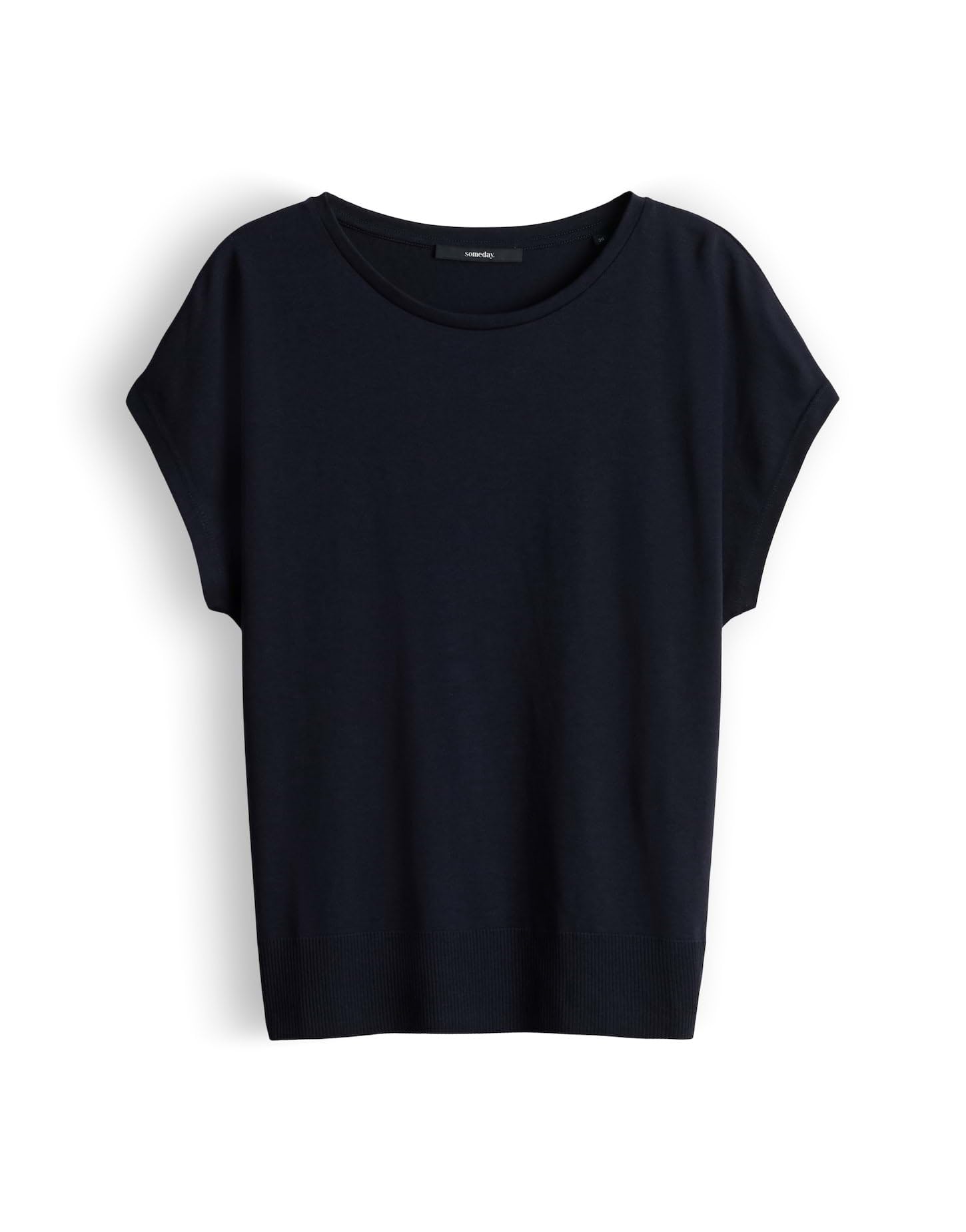 someday Damen Kurzarmshirt | KAJA Regular Jerseytop mit breitem Rippbund