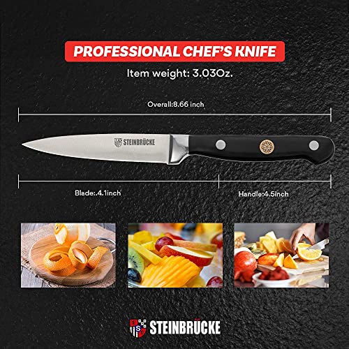 Steinbrücke Paring Knife 4 Inch Paring Knife Small Kitchen Knife, Sharp Fruit Knife Made From German Stainless Steel, Professional Peeling Knife For Vegetables And Fruits, Kitchen Cutting #TOP5