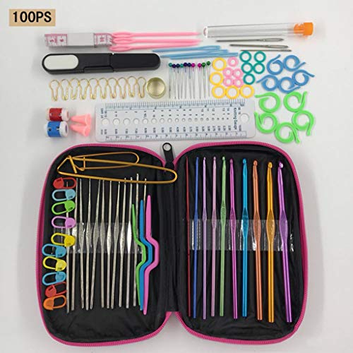 Fewear Knitting Needles for Beginners Kit for Adults with Case, Crochet Hooks, Kntting & Crochet Accessories, 100pc (Multicolor) - Thumbnail 4