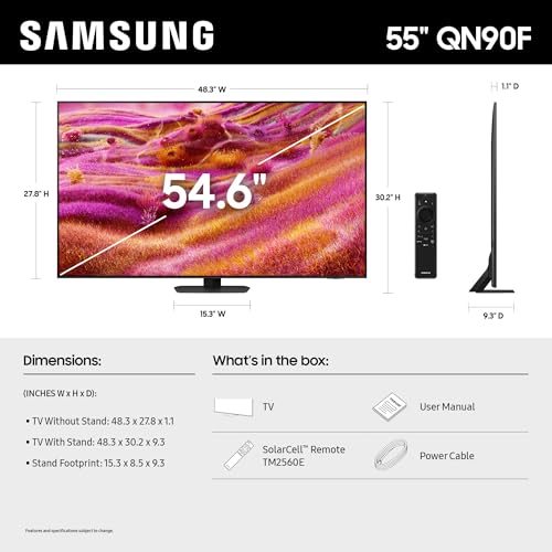 Image of Samsung 55-Inch Class Neo QLED 4K QN90F Series, Vision AI, Mini LED Smart TV (2025 Model, 55QN90F) Neo Quantum HDR+, Object Tracking Sound+ w /Dolby Atmos, Glare Free, Gaming Hub, Alexa Built-in