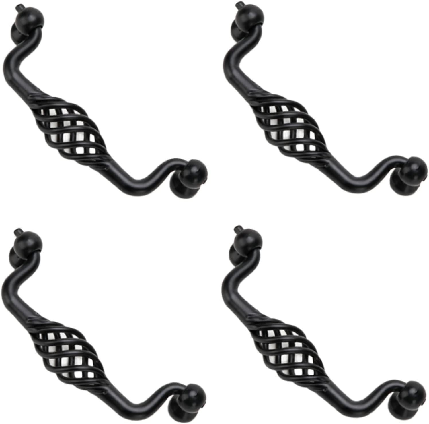 Tnbccxn Black Pull Ring 96Mm Cabinet Handles, Cabinet Handles,4 Pack Black Birdcage Handle(Black Pull Ring 96Mm)