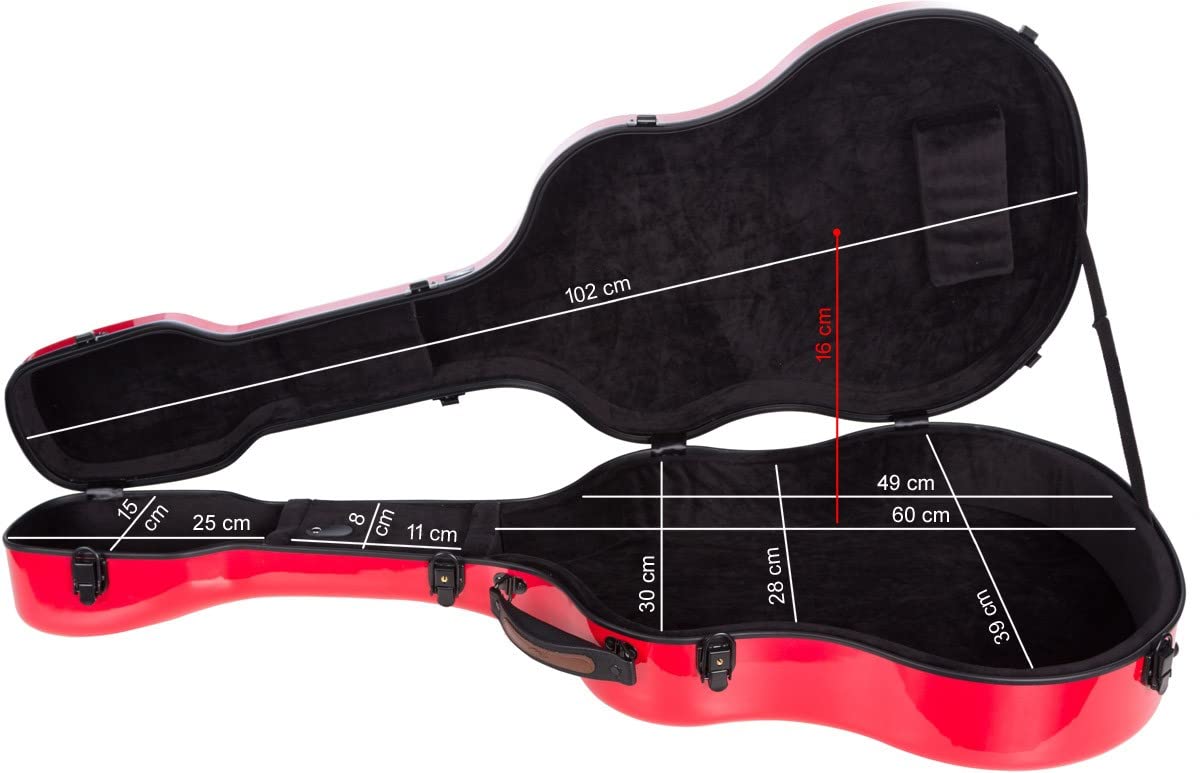 M-Case Façonné Etui pour Guitare Classique 39” - 4/4 Fiberglass Ultra Light Rouge