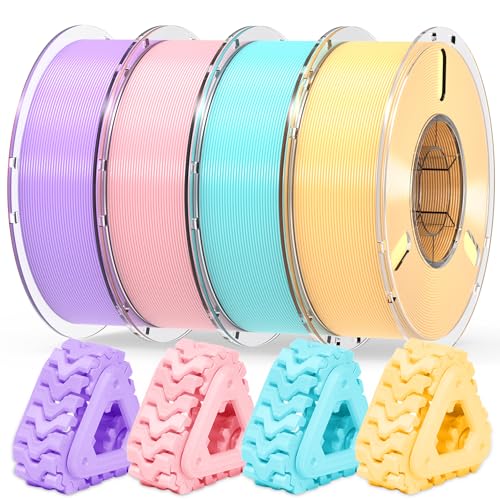 Image of RAMBERY PLA+ 3D Printer Filament Bundle 4KG, Toughness Upgraded 1.75MM 3D Printing Filament Fit Most FDM Printers，Taro Purple /Cherry Pink /Sky Blue /Creamy Yellow, 1KG X 4 Spools