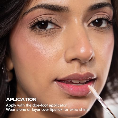 Image of Dream Beauty Solace Lip Gloss | Clear Gloss | Non-sticky transparent vegan collagen lip gloss with Hyaluronic Acid and Vitamin E for Hydrated, Plump and Smooth Lips | Luxurious Application Long-Lasting Soft and Fuller Lips | 4.7 ml (Luna)