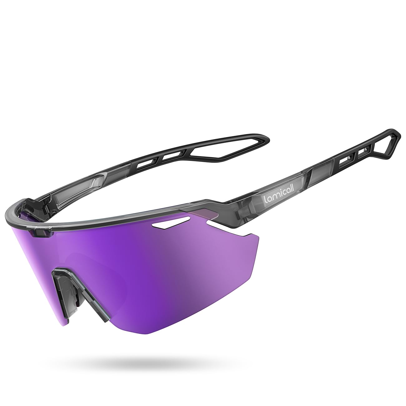 Lamicall Lunettes de Soleil Polarisées Cyclisme, [24g Ultra-Légère] Protection UV400, TR90-Monture, Plaquette de Nez Réglable, Lunettes de Soleil de Sport Homme Femme pour Pêche/Sports Outdoor - 2
