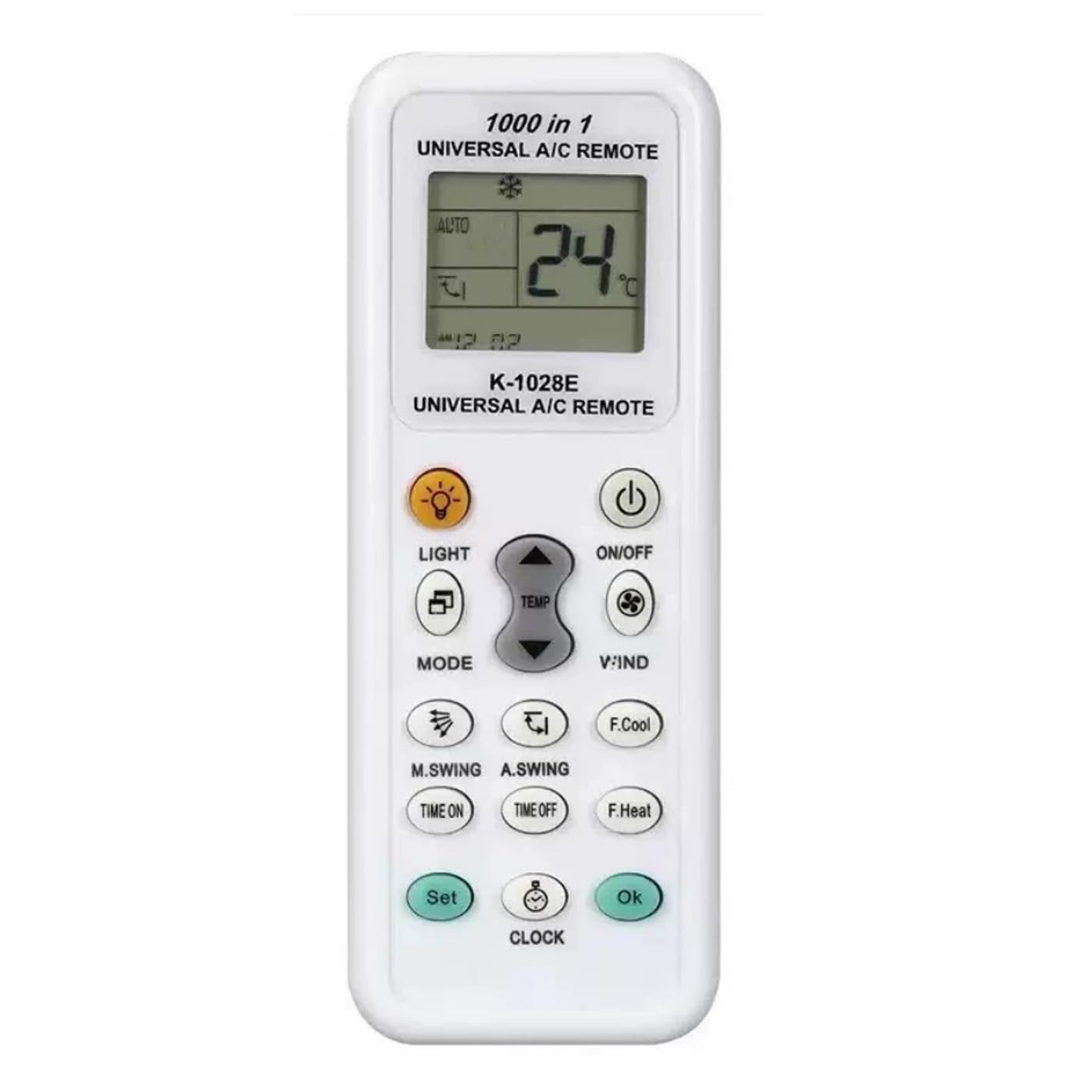 Universal Air Conditioner Remote Control, Compatible with,Fujitsu, Haier, LG, Gree, Midea, Hitachi, Sharp, Panasonic, Samsung, Sanyo, Hisense, Whirlpool, Bosch(No battery included) (White 1 PC)