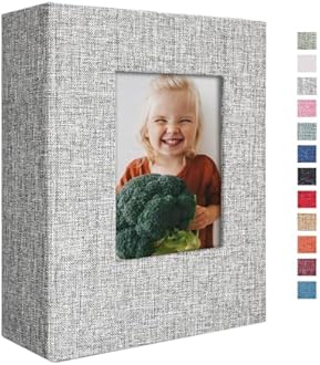 Vienrose Photo Album 4x6 100 Pages Photos Linen Cover Picture Book with Front Window for Baby Wedding Children