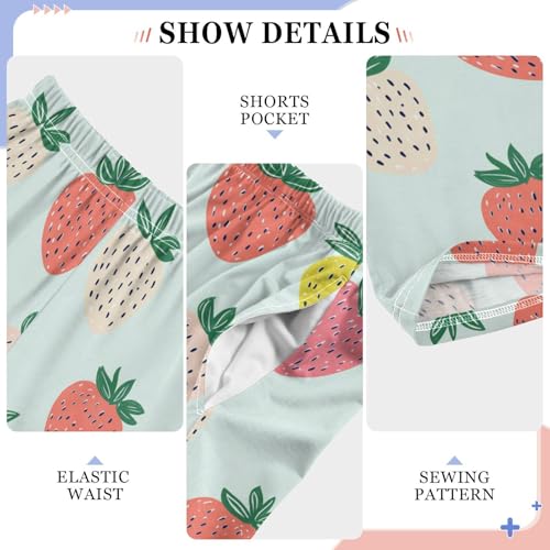 Colorful Strawberries Boys Pants Girl Sleep Pants Long Trousers Elastic Waist Lounge Bottoms S4