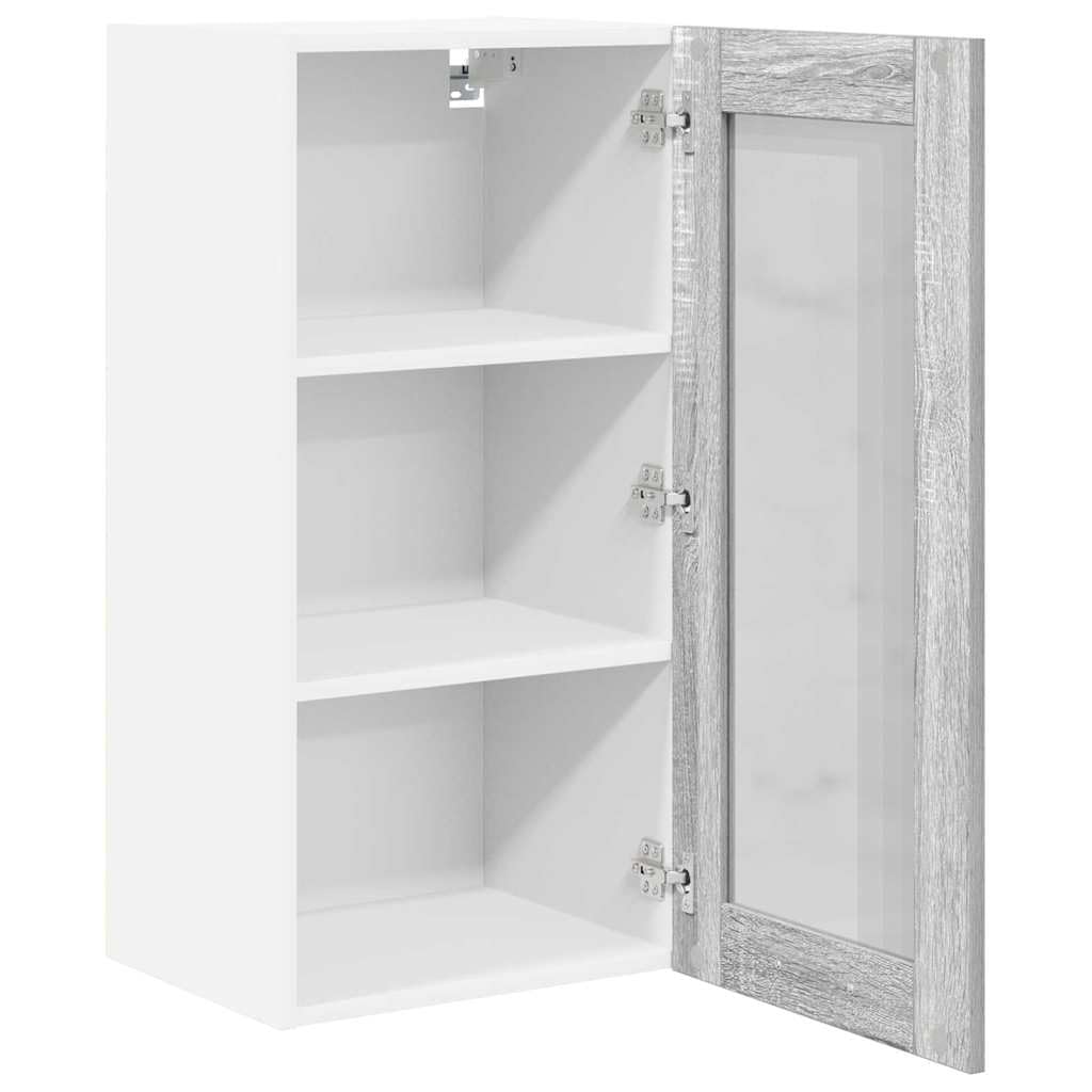 Hängeschrank Graues Sonoma Holzwerkstoff 40 x 31 x 80 cm mit Tür, Stauraum für Küche, Esszimmer, Vorratsschrank, Organizer für Geschirr und Arbeitsplatte