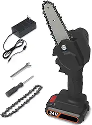 Mini Serra Eletrica Sem fio Portatil de Mao 24V Motoserra Corta Madeira Lenha Bambu Jardinagem Carpintaria Podar Galhos Arvore