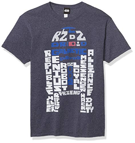 Star Wars Men's Verbiage R2 T-Shirt, Navy Heather, X-Large