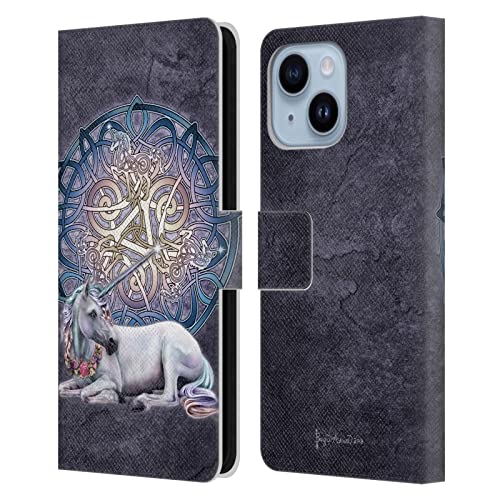 Étui iPhone 14 Plus Head Case Designs en cuir portefeuille avec motif licorne celtique