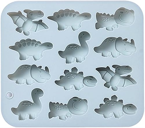 Molde de Silicona para Cake Pops Antiadherente Molde Elegante Bandeja para Pasteles 12 Cavidades Forma de Dinosaurio Dulces Cupcakes Pan de Maíz