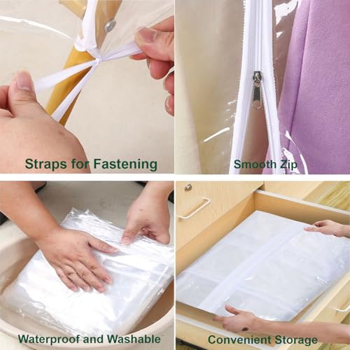 Funda resistente para barra de ropa con cremallera, protector antipolvo impermeable para perchero, bolsa de ropa para vestidos, abrigos, chaquetas