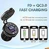 Nilight Quick Charge Socket PD Type C and QC 3.0 USB Fast 12V 24V Car Outlet Voltmeter ON OFF Switch Fused Wire Kit Dual Charger Power for Cars Trucks Vans RVs