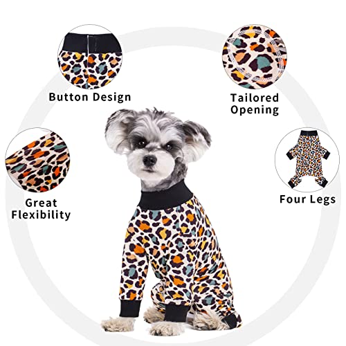 Image of Dog Surgery Recovery Suit for Small Dogs, 4-Legged Dog Onesie After Surgery with Back Snaps, Breathable Cotton Spay and Neuter Bodysuit for Female and Male Dogs