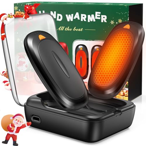 3-in-1 Electric Hand Warmers Rechargeable 2 Pack,14000mAh Portable Dual-Sided Handwarmer with Charging Case, 3 Levels Fast Heating Pocket Warmers,Gifts for Men,Women,Raynauds,Hunting Gear(Black)