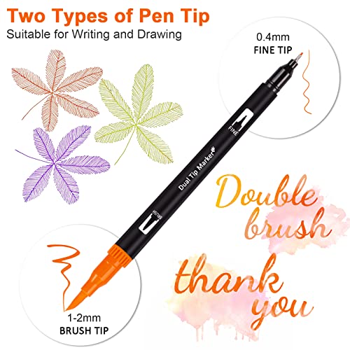 Artugn Dual Brush Marker Pens, 72 Colors Art Markers Set With Fine And Brush Tip For Kids Adult Coloring Book Bullet Journaling Note Taking Planner Hand Lettering Calligraphy Drawing Art Supplies Kit thumb #2