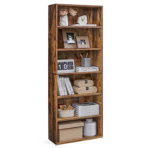 VASAGLE CUSTOS Collection - Bookshelf, 6-Tier Bookcase, Book Shelf, Open Storage Shelf, 9.4 x 23.6 x 63.3 Inches, for Living Room, Home Office, Dinning Room, Rustic Brown ULBC166X01 1 Pack 6