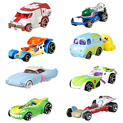 Hot Wheels - Toy Story 4 - Anteil komplet 8pcs Collectible Cars - Woody, Buzz Lightyear, Alien, Rex, Forky, BO Peep…