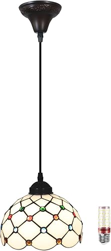 Lámpara colgante Tiffany de vidrieras colgantes de 8 pulgadas, accesorios de iluminación colgantes para cocina, isla, bar, pasillo