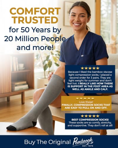 Image of Pembrook Bamboo Viscose Light Compression Socks - 3 Pairs | 8-15 mmhg Compression Socks | Knee High Comfort Support Socks