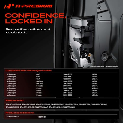 Image of A-Premium Door Latch Lock Actuator Compatible with Volkswagen | for Jetta 2000-2005, Golf 1999-2006, Passat 2000-2005 - Rear Driver and Passenger
