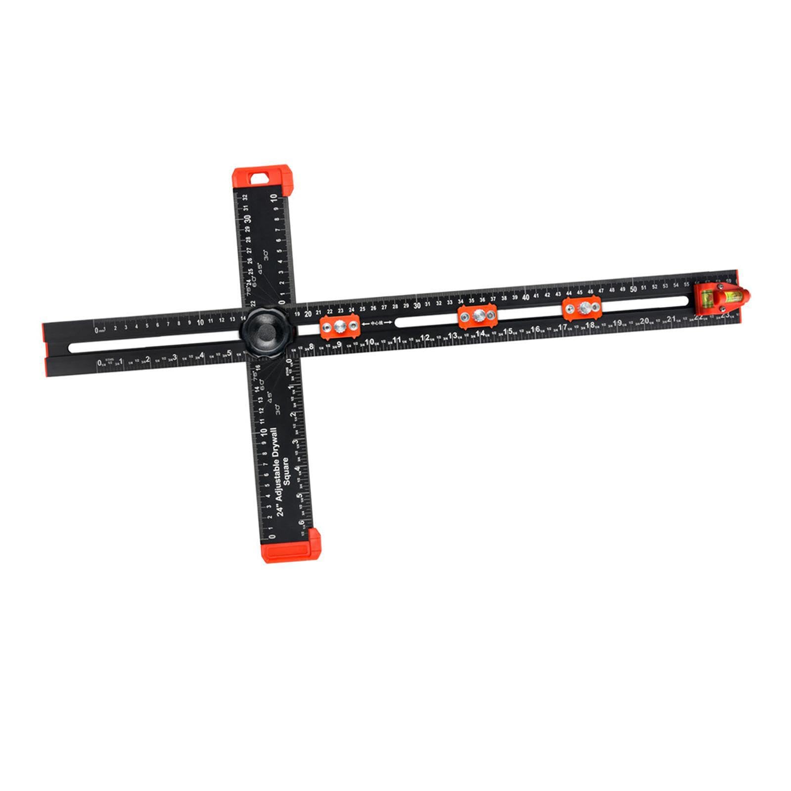 Alcxazs Wood Workings Adjustable T Square Measuring Ruler Multi Angle Measuring Tool Lightweight Layout Ruler With Bubble Level Wood Workings T Square